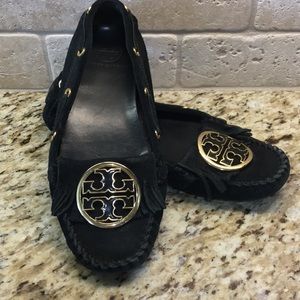 Tory Burch black suede loafers size 8